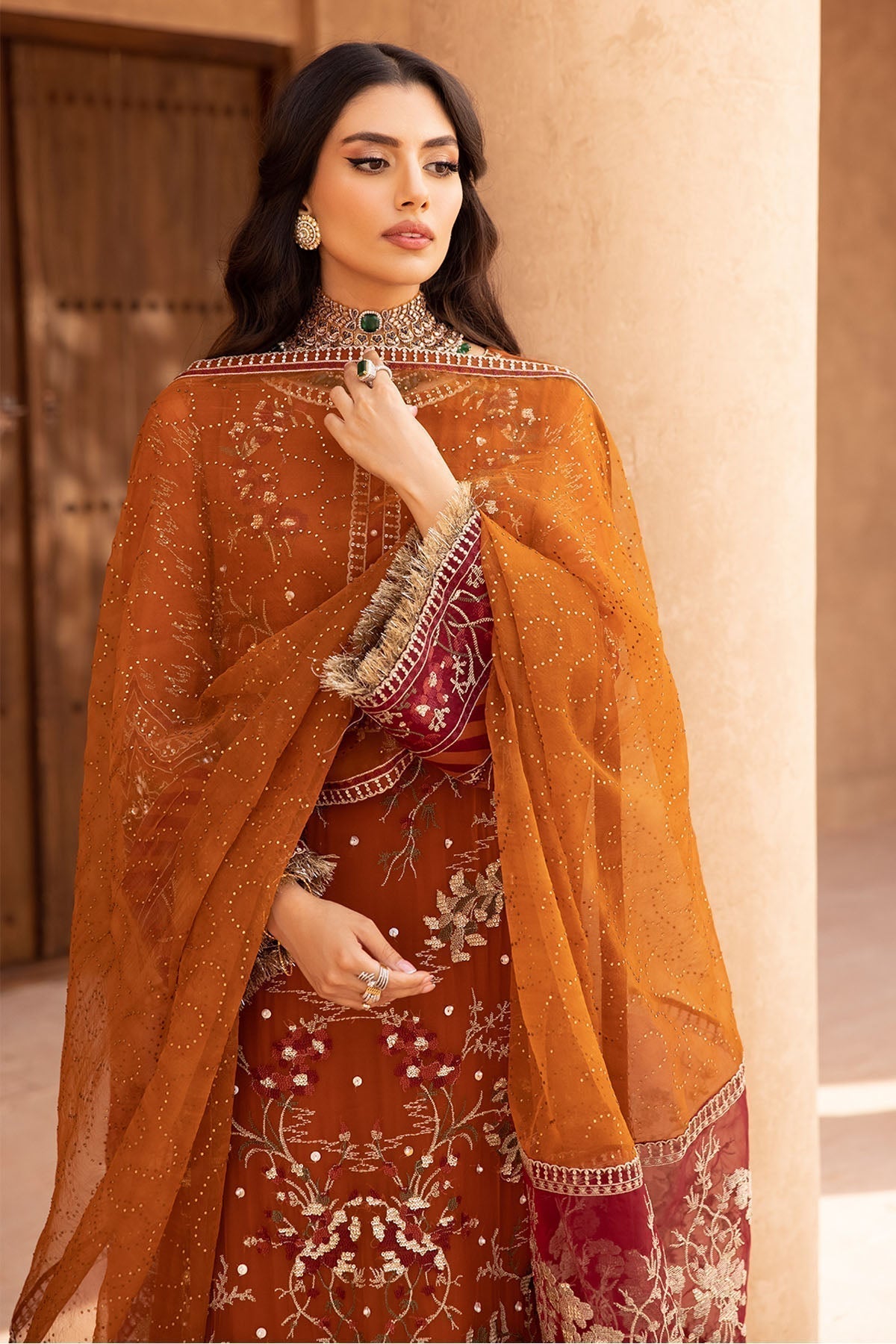 Nureh | Embroidered Luxury Chiffon | NEL-22 - Ladies Clothes - Maria Faisal
