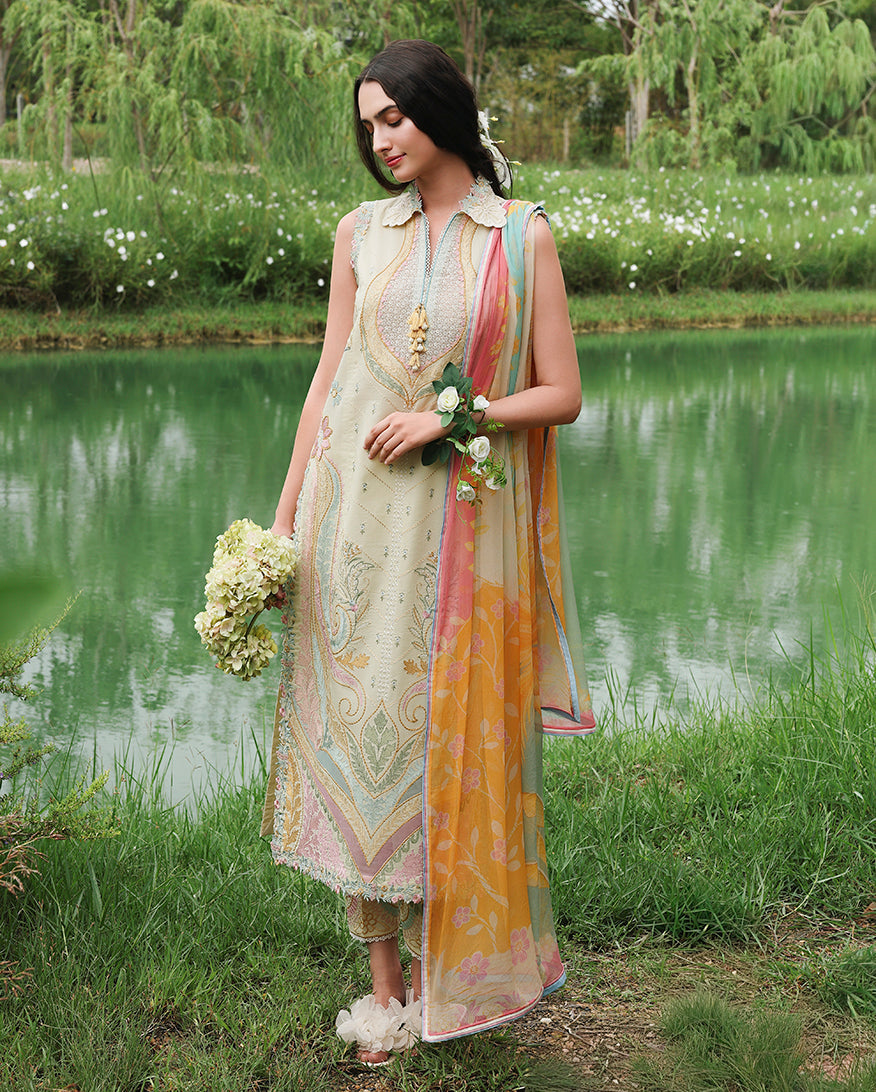 Mushq | The Secret Garden Lawn | Nocturne Flora - Luxury Dress - available at Maria Faisal in UK and USA.