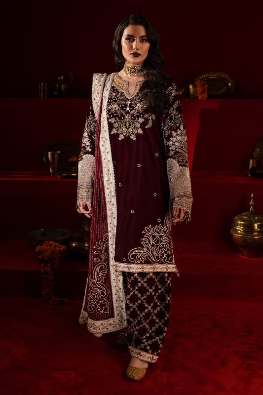Nureh | Maya Velvet |  NW-89 - Designer Dress with Intricate embroidery and embellishments. Shop elegent wedding dress at Maria Faisal.