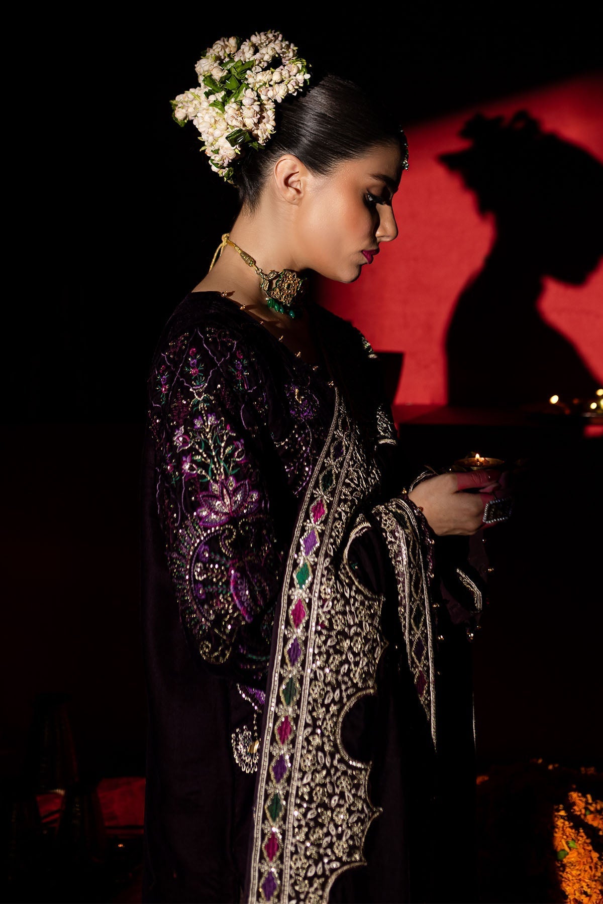 Nureh | Maya Velvet |  NW-91 - Designer Dress with Intricate embroidery and embellishments. Shop elegent wedding dress at Maria Faisal.