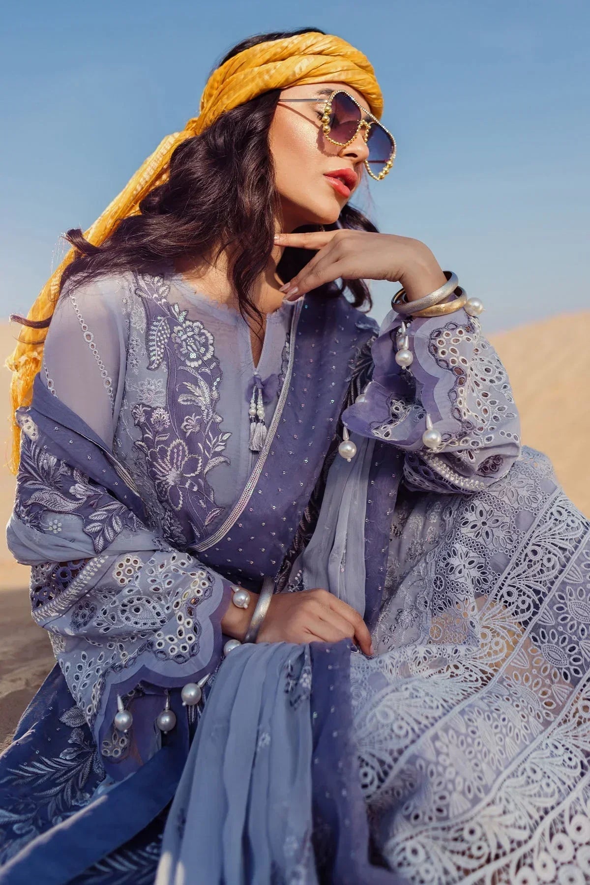 Nureh | Sehra Swiss Voil Lawn | CAMEO - NE-80 - Ladies Clothes - Maria Faisal