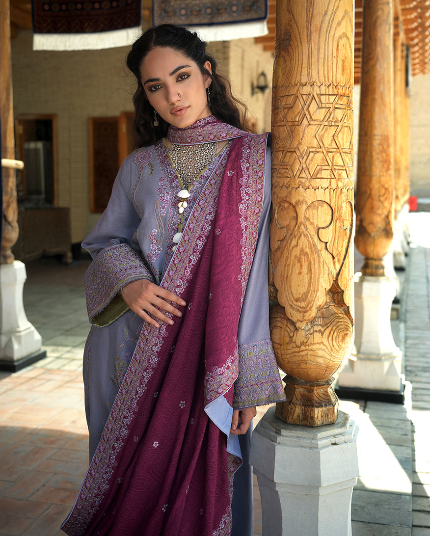 Mushq | Bukhara Winter Edit | Old City Bloom - Luxury Dress - available at Maria Faisal in UK and USA.