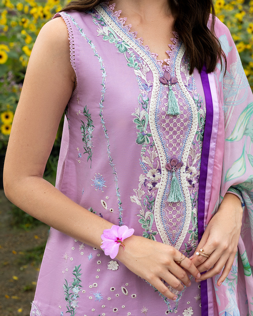 Mushq | The Secret Garden Lawn | Peony Glow - Luxury Dress - available at Maria Faisal in UK and USA.