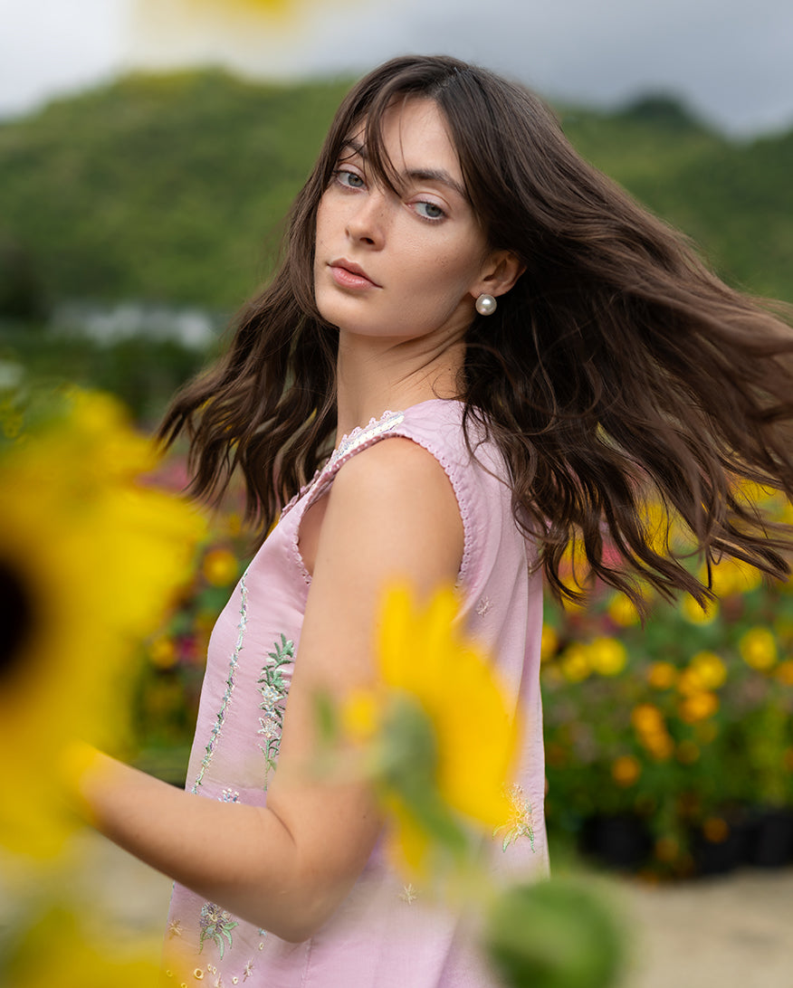 Mushq | The Secret Garden Lawn | Peony Glow - Luxury Dress - available at Maria Faisal in UK and USA.