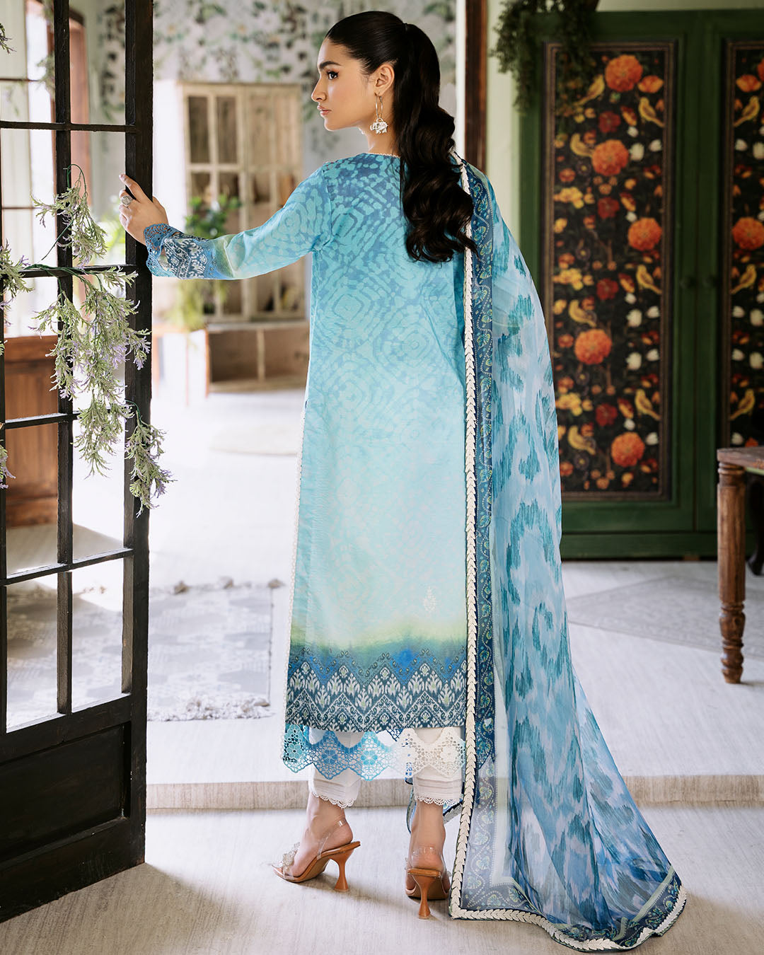 Roheenaz | Flora Printed Lawn | Azure - Ladies Clothes 