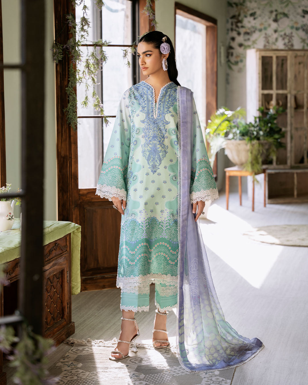 Roheenaz | Flora Printed Lawn | Elysium - Ladies Clothes 