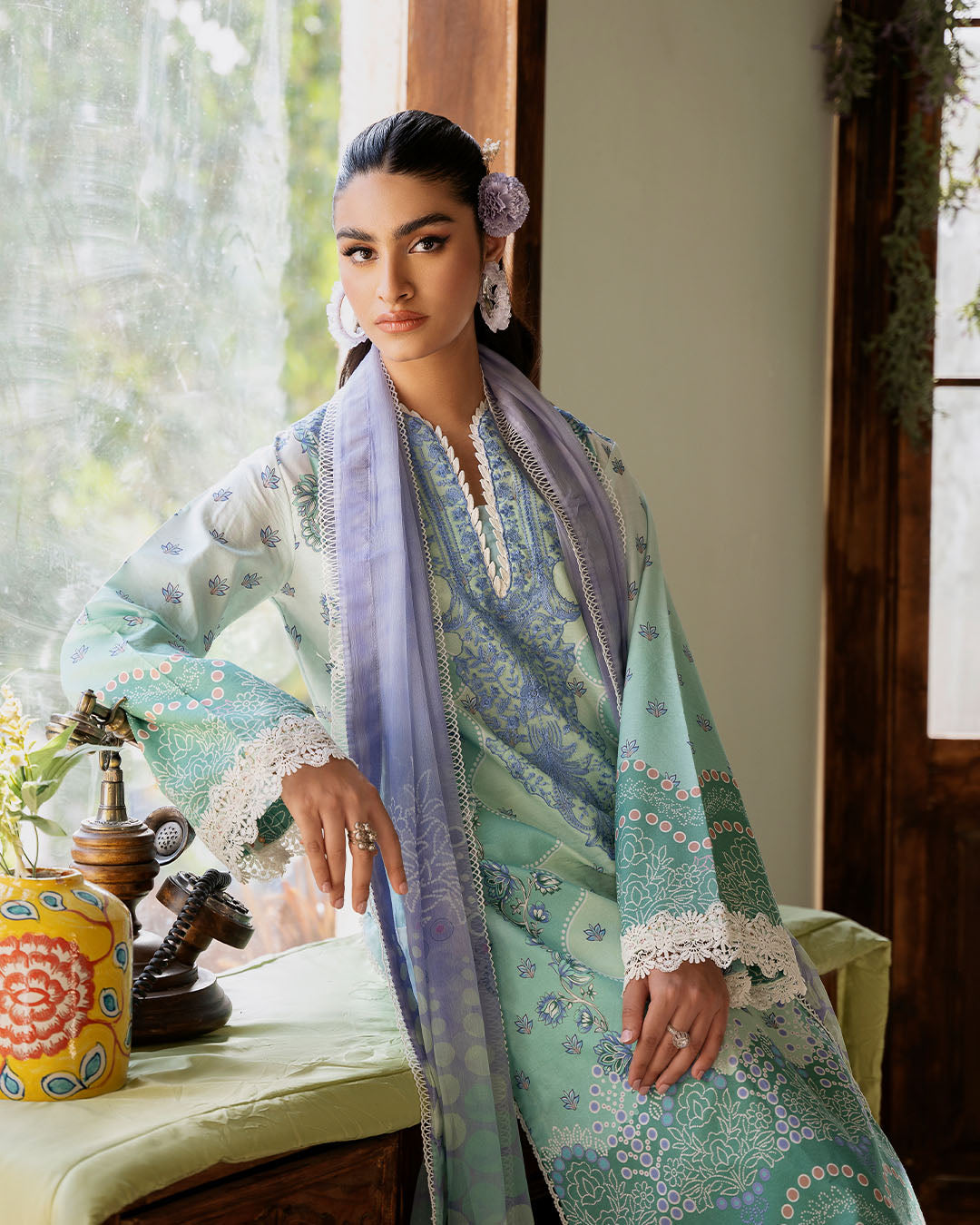 Roheenaz | Flora Printed Lawn | Elysium - Ladies Clothes 
