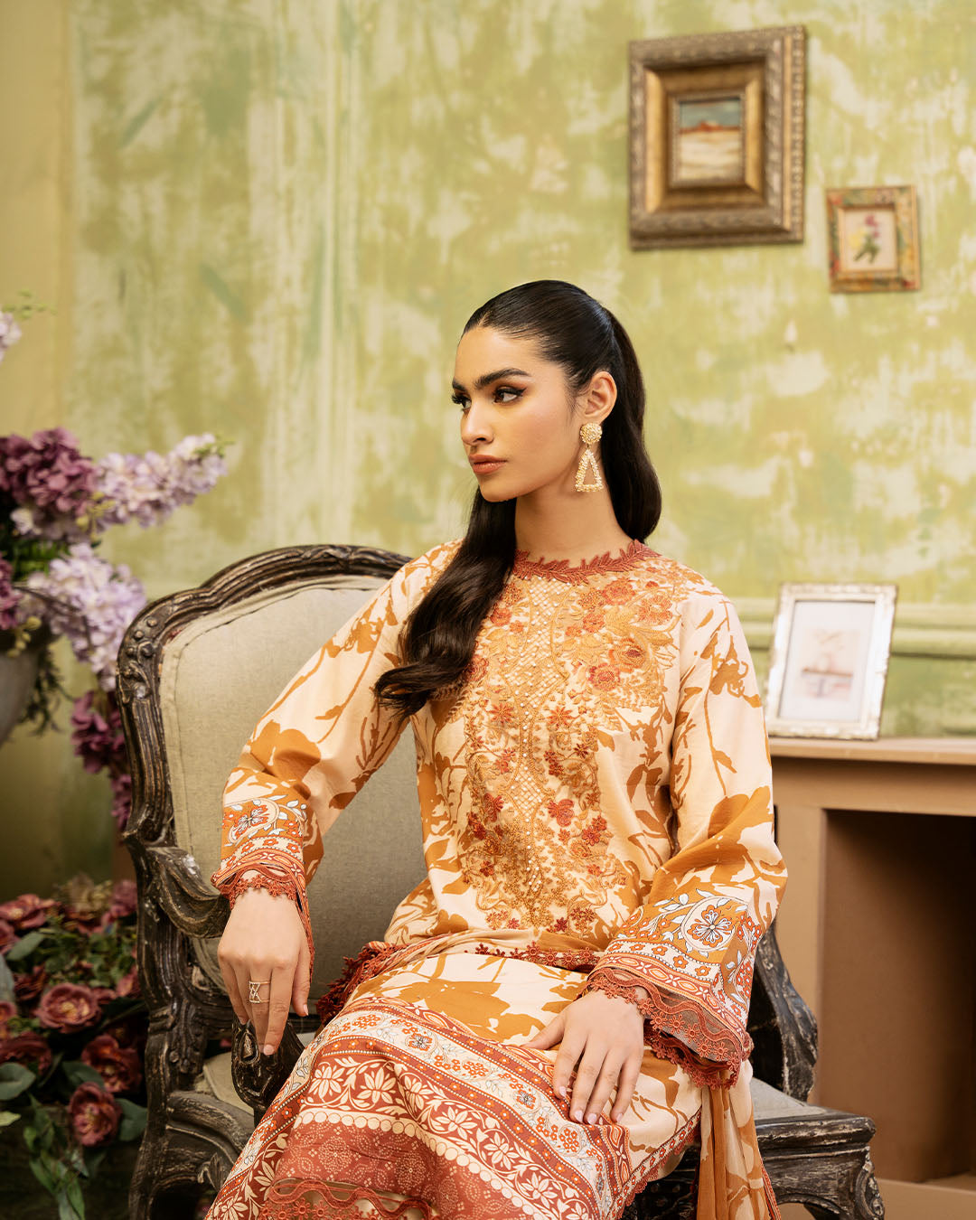 Roheenaz | Flora Printed Lawn | Harmonia - Ladies Clothes 
