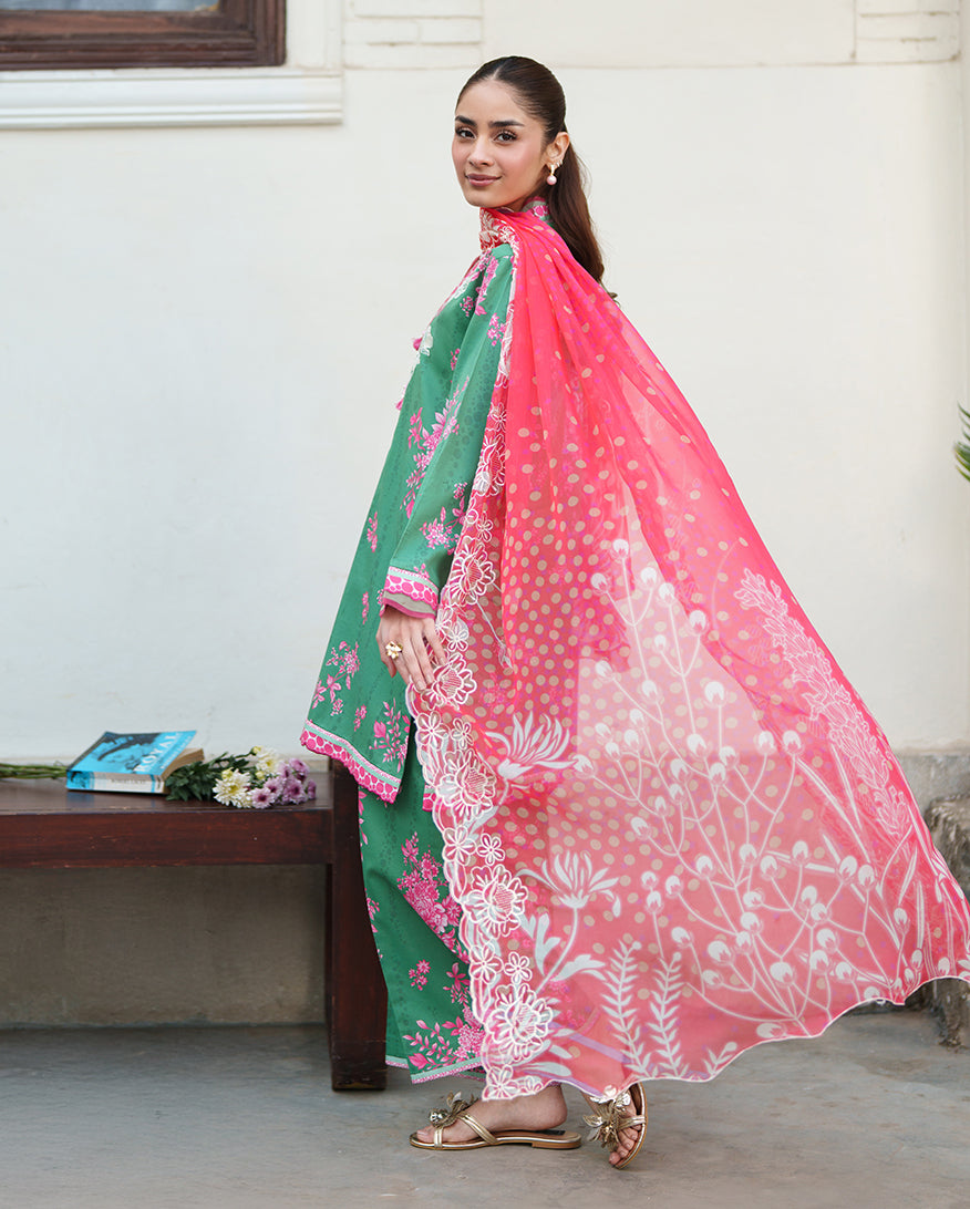 Roheenaz | Whispered Florals | Rose Mist - Casual Dress - available at Maria Faisal in UK and USA.