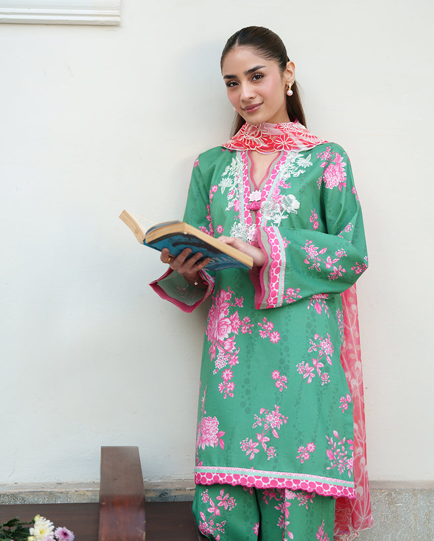 Roheenaz | Whispered Florals | Rose Mist - Casual Dress - available at Maria Faisal in UK and USA.