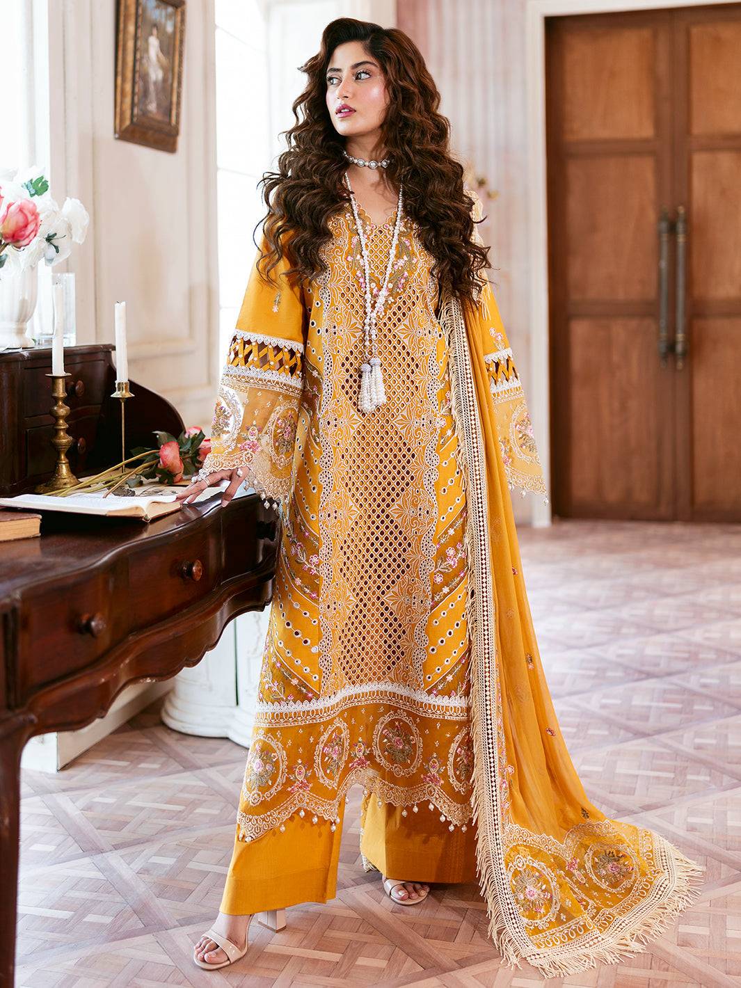 Mahnur | Sophie Luxury Lawn 25 | Rosy by Maria Faisal - Registered Vendor of : Mahnur - type : Ladies Clothes - 100% original wedding dresses