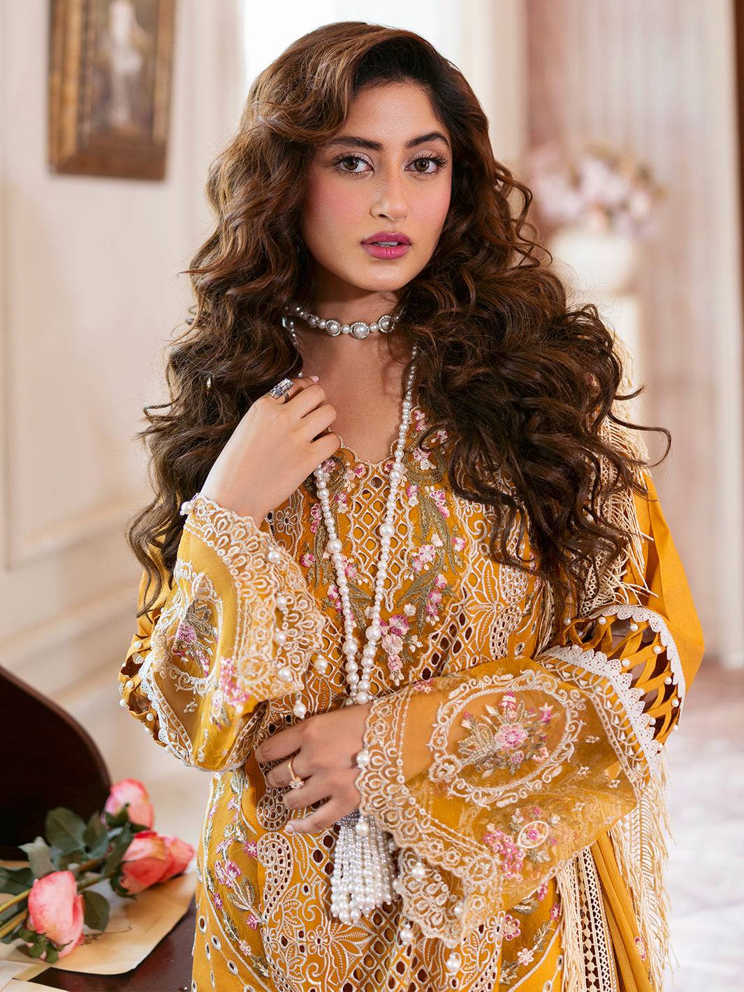Mahnur | Sophie Luxury Lawn 25 | Rosy by Maria Faisal - Registered Vendor of : Mahnur - type : Ladies Clothes - 100% original wedding dresses