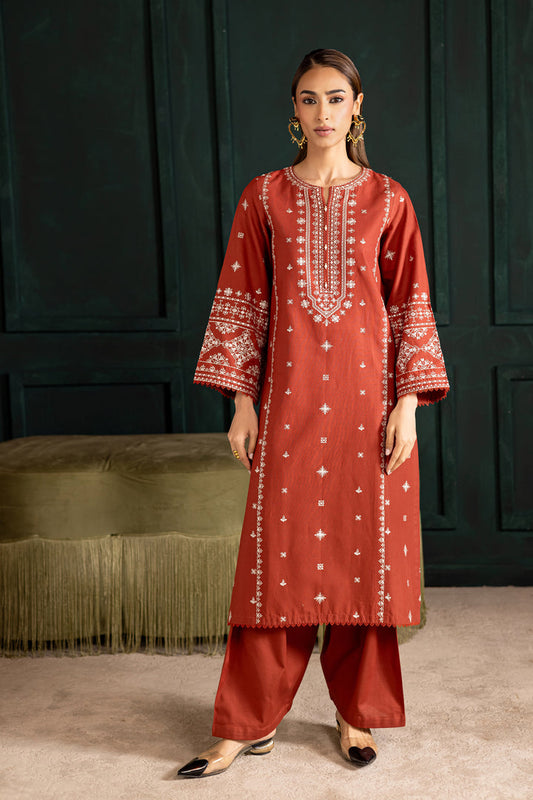 Batik | Winter 25 | Rusty Dusty - Casual Dress - available at Maria Faisal in UK and USA.