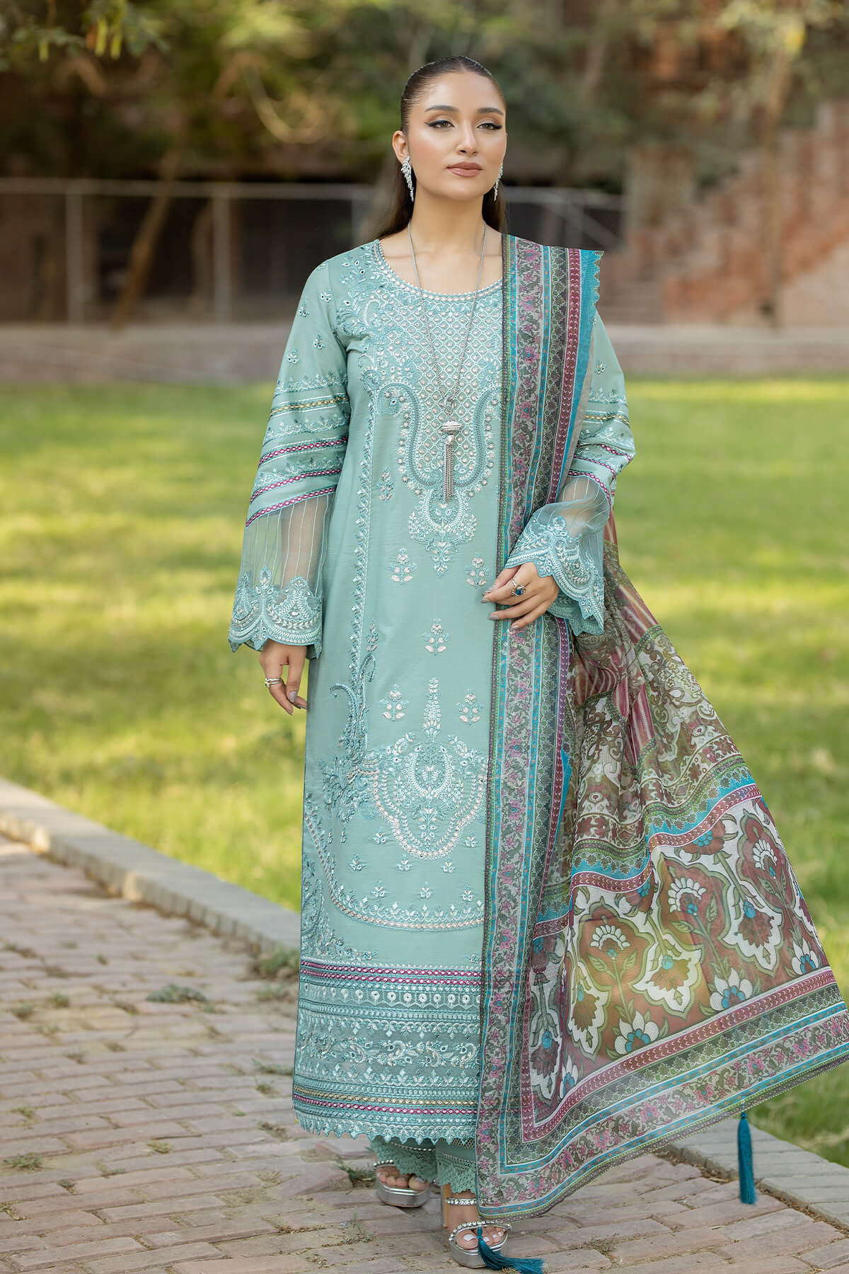 Imrozia Premium | Subah e Roshan | S.L 73 Zaib - Designer Dress with Intricate embroidery and embellishments. Shop elegent wedding dress at Maria Faisal.