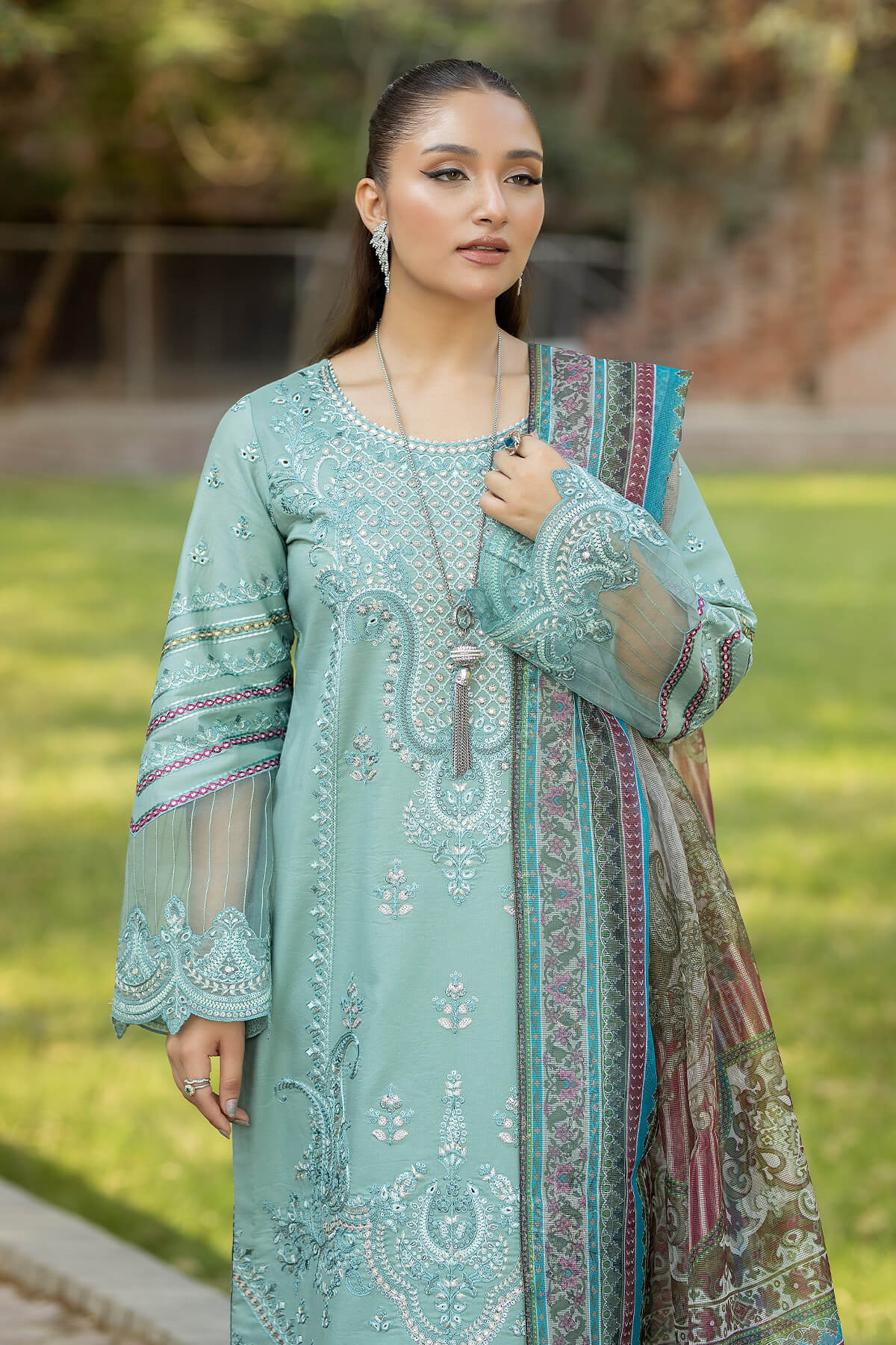 Imrozia Premium | Subah e Roshan | S.L 73 Zaib - Designer Dress with Intricate embroidery and embellishments. Shop elegent wedding dress at Maria Faisal.