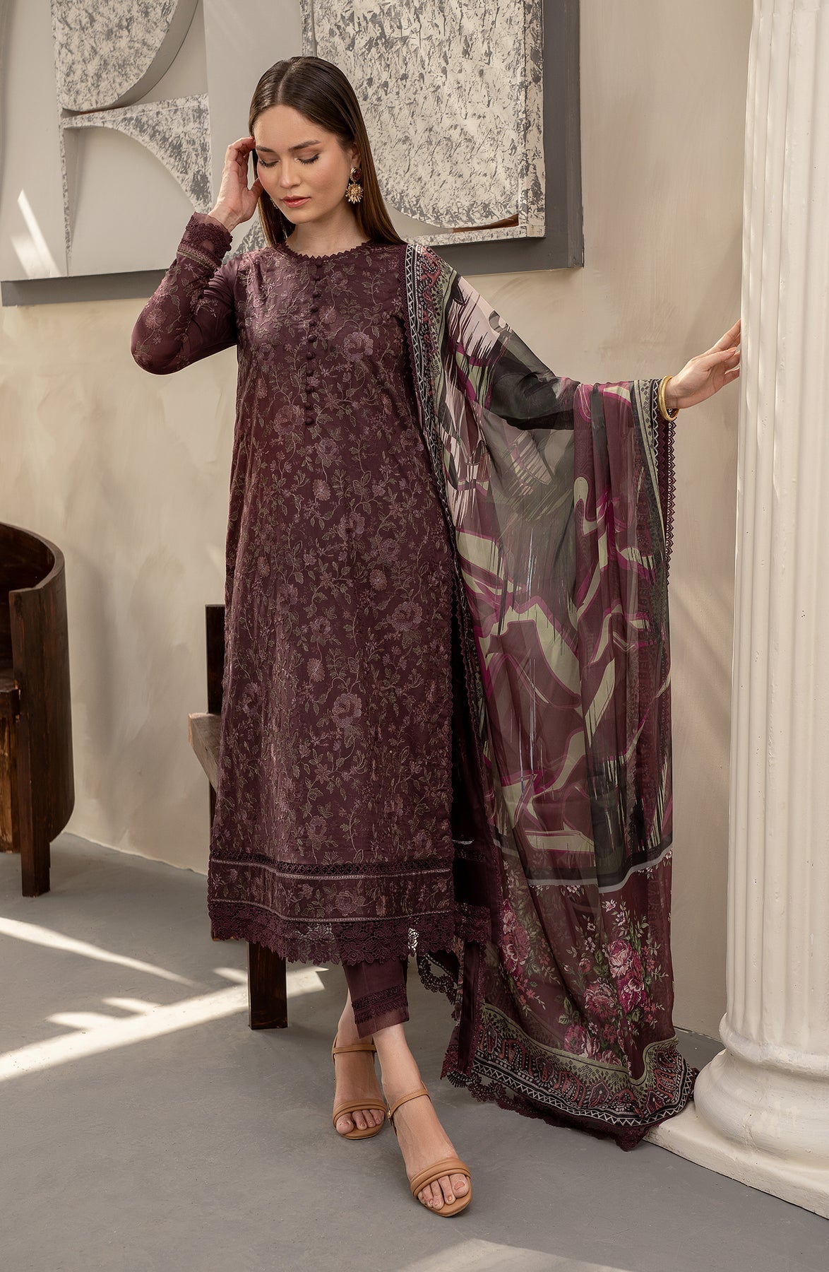 Zarif | Festive Lawn | ZFL 05 MIRAAL - Designer Dress with Intricate embroidery and embellishments. Shop elegent wedding dress at Maria Faisal.