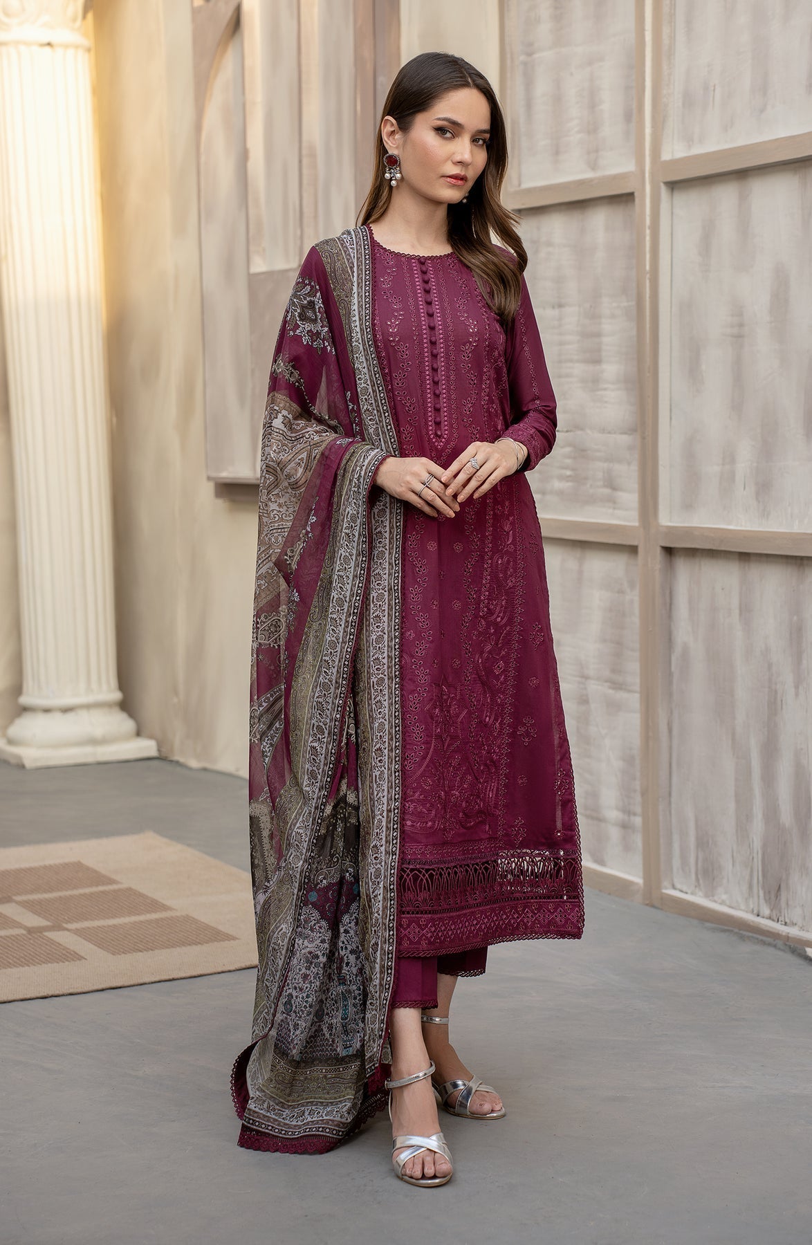 Zarif | Festive Lawn | ZFL 01 RAHAA - Designer Dress with Intricate embroidery and embellishments. Shop elegent wedding dress at Maria Faisal.