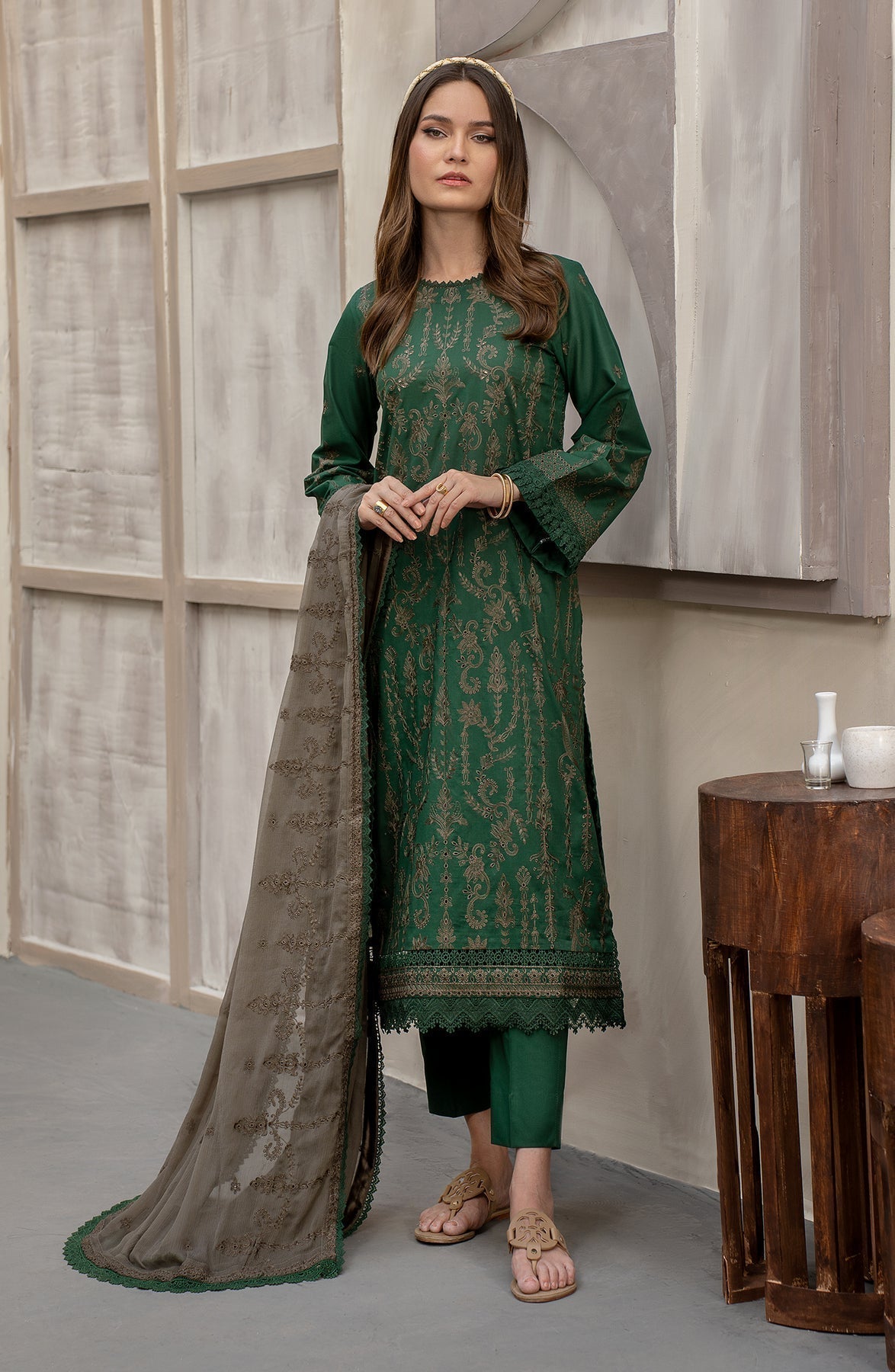 Zarif | Festive Lawn | ZFL 06 LIVIA - Designer Dress with Intricate embroidery and embellishments. Shop elegent wedding dress at Maria Faisal.