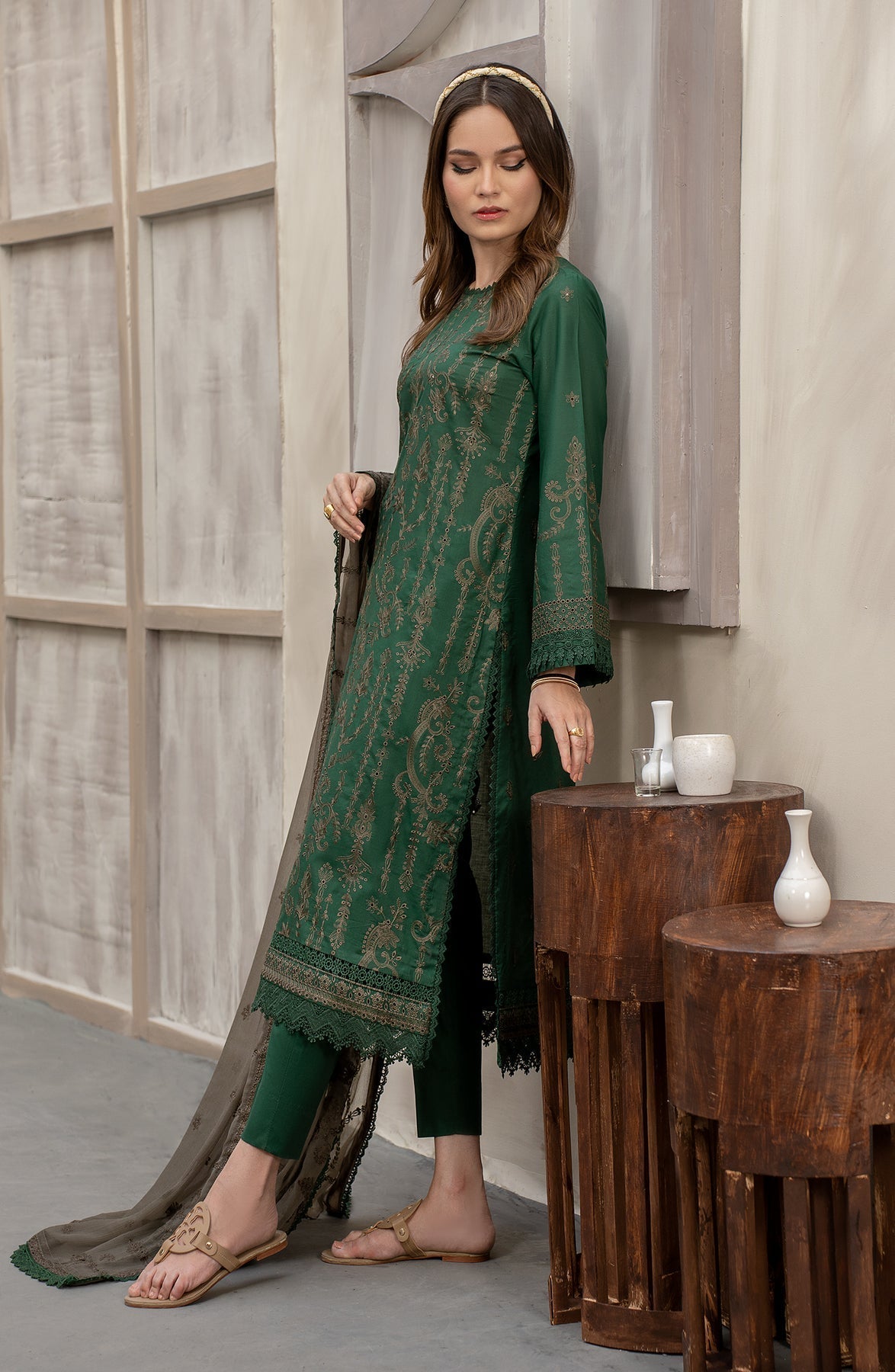 Zarif | Festive Lawn | ZFL 06 LIVIA - Designer Dress with Intricate embroidery and embellishments. Shop elegent wedding dress at Maria Faisal.