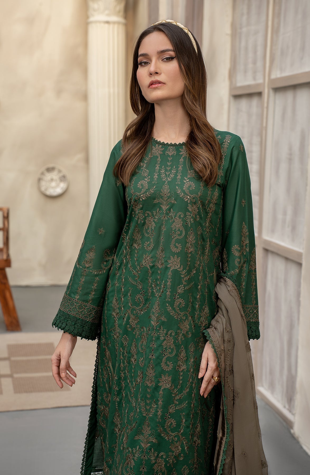 Zarif | Festive Lawn | ZFL 06 LIVIA - Designer Dress with Intricate embroidery and embellishments. Shop elegent wedding dress at Maria Faisal.