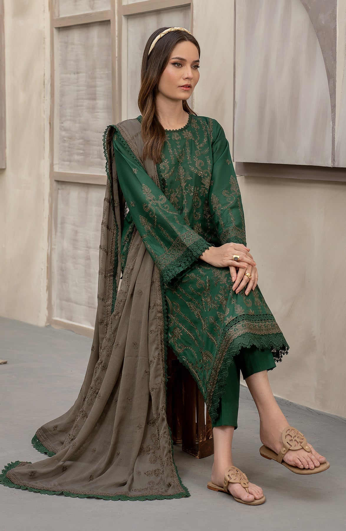 Zarif | Festive Lawn | ZFL 06 LIVIA - Designer Dress with Intricate embroidery and embellishments. Shop elegent wedding dress at Maria Faisal.