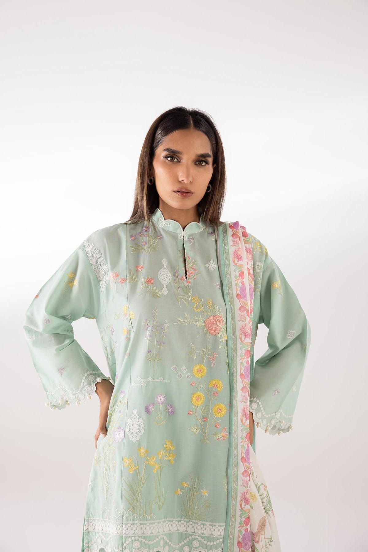 Sana Safinaz | Luxury Pret | Muzlin Lawn Suit SC26MUZ210AP3 - Dress - available at Maria Faisal in UK and USA.