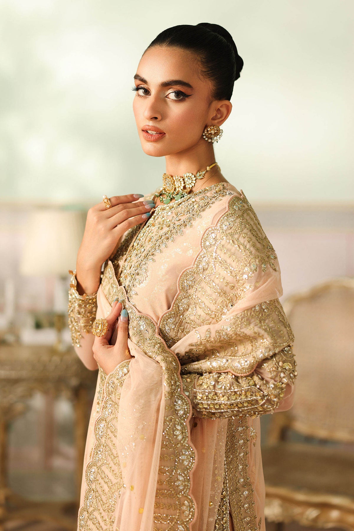 Maria B | Pre Fall Dresses | 3 Piece Embroidered Net Suit EE - Ladies Clothes - Maria Faisal