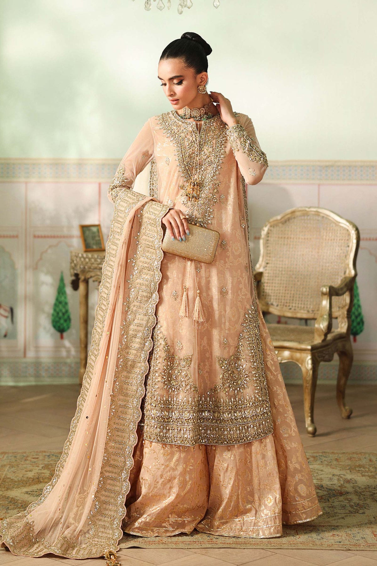 Maria B | Pre Fall Dresses | 3 Piece Embroidered Net Suit EE - Ladies Clothes - Maria Faisal