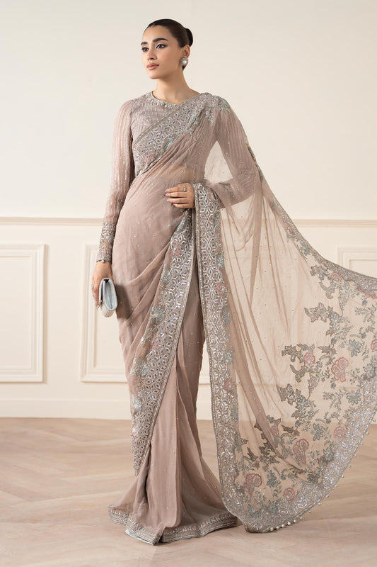 Maria B | Pre Fall Dresses | Embroidered Chiffon Saree FF - Ladies Clothes - Maria Faisal