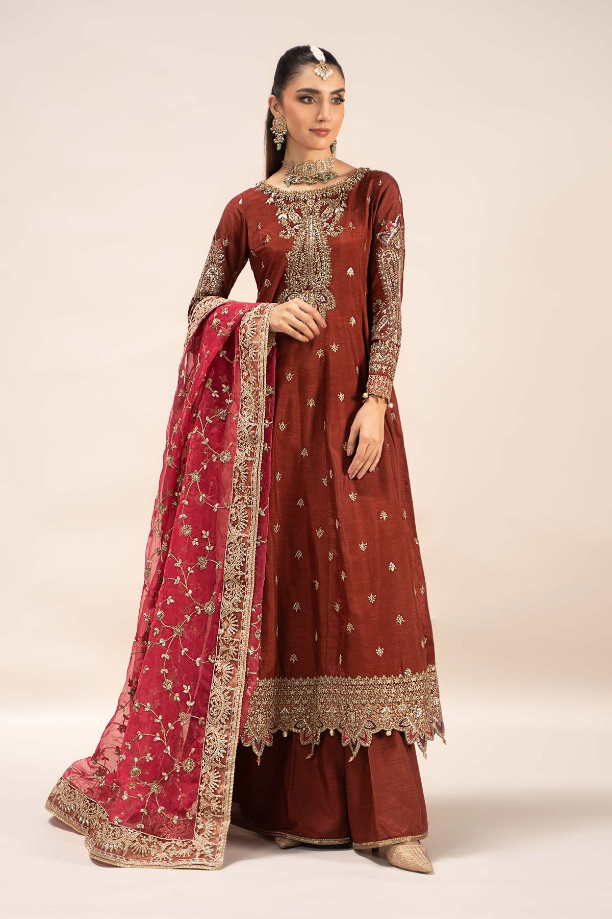 Maira B | Ready to Wear | SF-EF25-02 Rust by Maria Faisal - Registered Vendor of : Maria B - type : Wedding Dress - 100% original wedding dresses