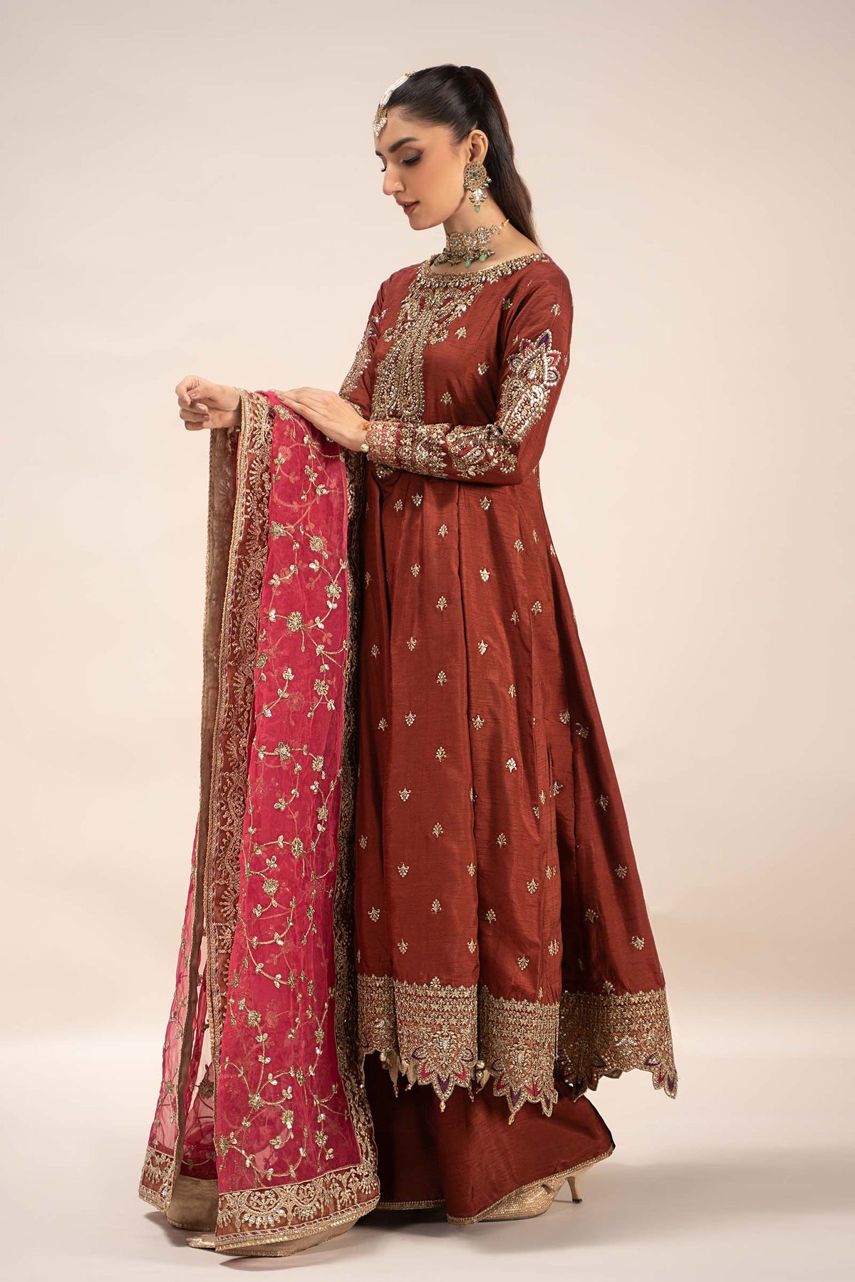 Maira B | Ready to Wear | SF-EF25-02 Rust by Maria Faisal - Registered Vendor of : Maria B - type : Wedding Dress - 100% original wedding dresses