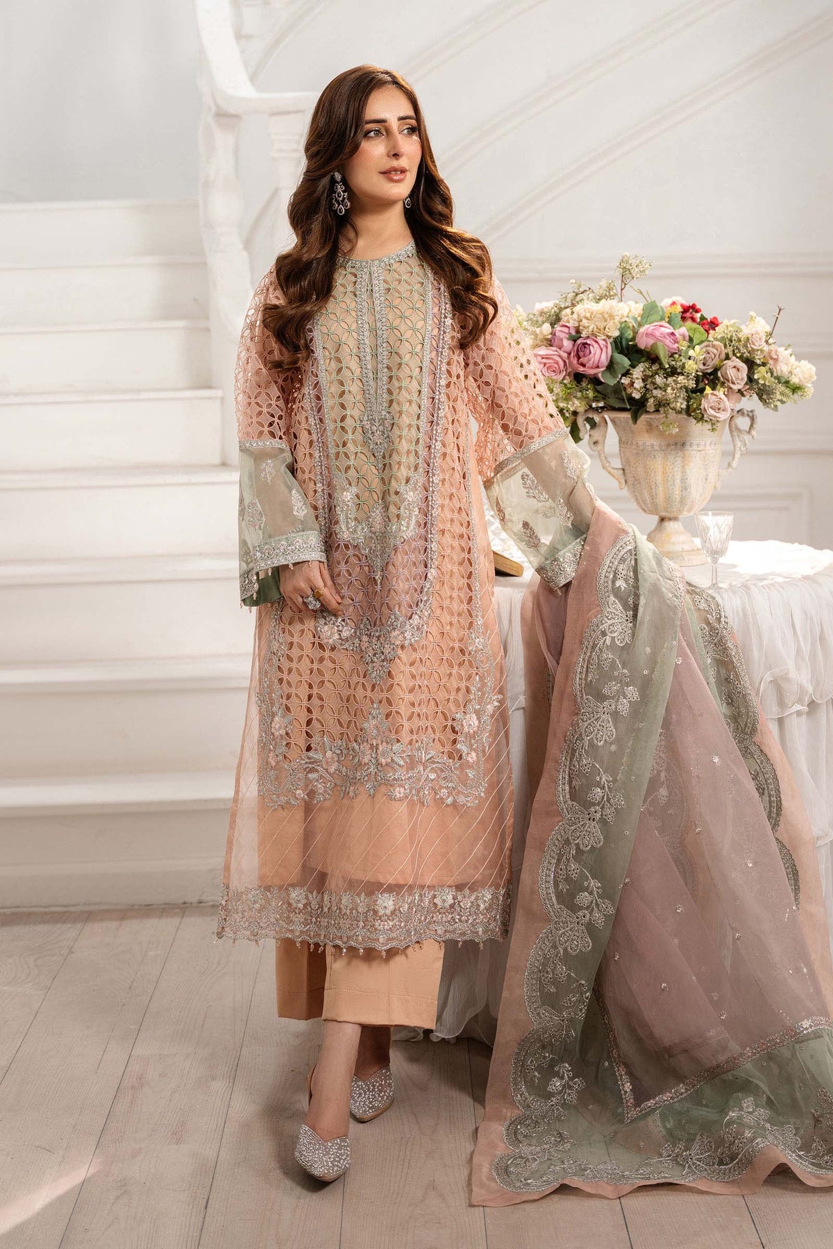 Maria B | Pre Fall 25 | Organza Suit 18 - Ladies Clothes - Maria Faisal