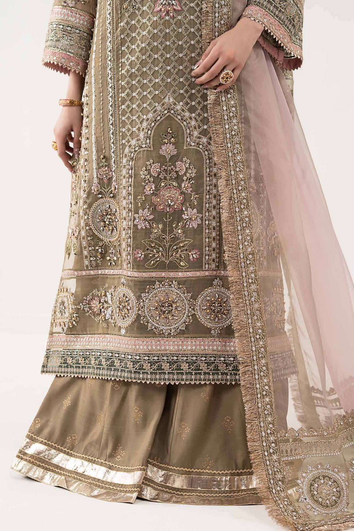 Maria B | Luxury Formals | SF-EF26-10-Coffee - Formal Dress - available at Maria Faisal in UK and USA.
