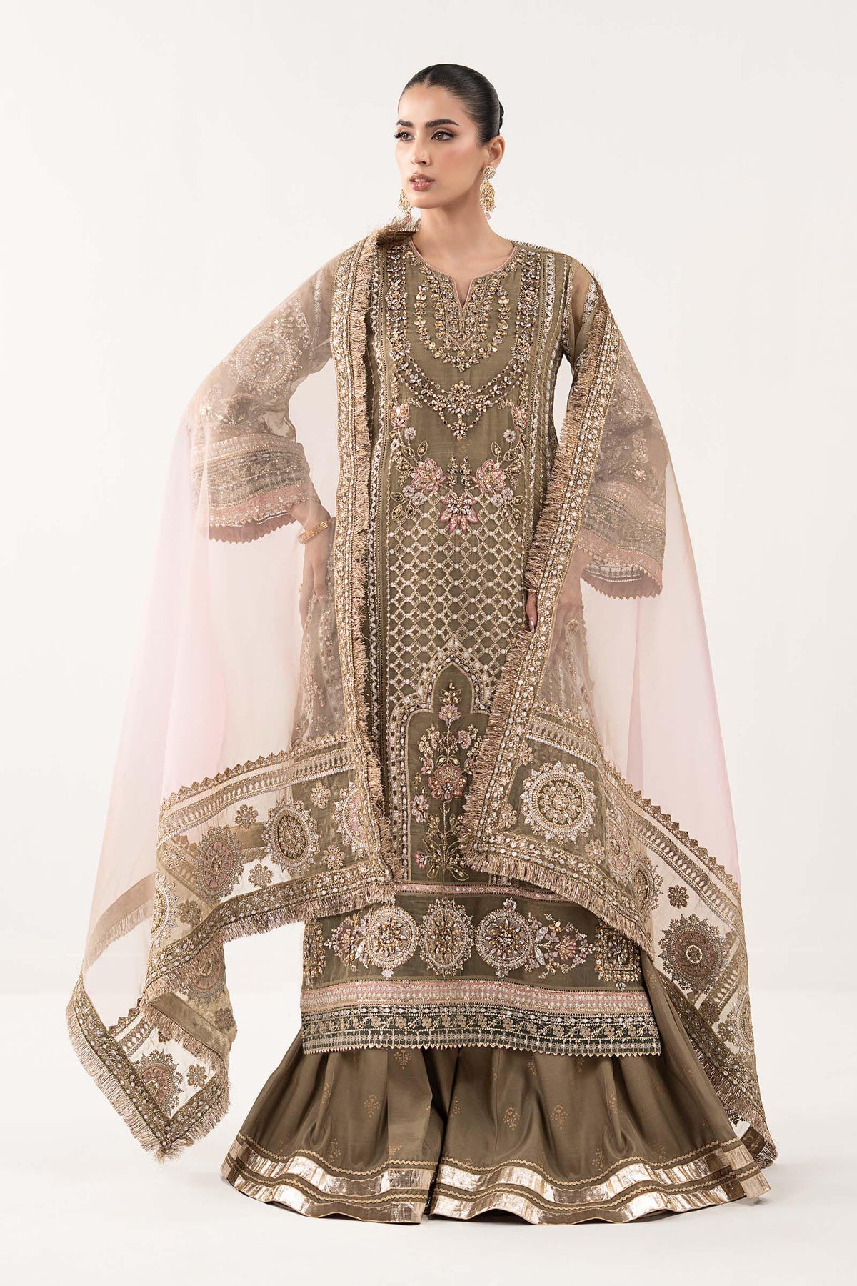 Maria B | Luxury Formals | SF-EF26-10-Coffee - Formal Dress - available at Maria Faisal in UK and USA.