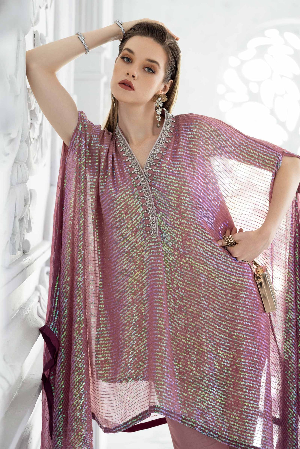 Maria B | Luxury Formals | SF-EF26-11-Beige and Green - Formal Dress - available at Maria Faisal in UK and USA.
