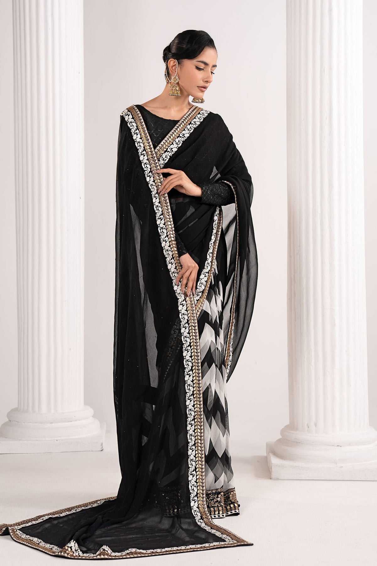 Maria B | Luxury Formals | SF-EF26-74-Black - Formal Dress - available at Maria Faisal in UK and USA.