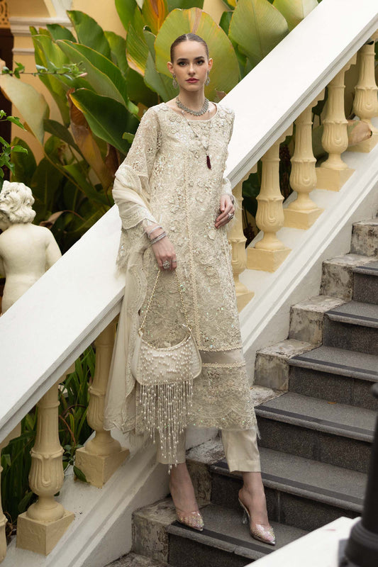 Maria B | Luxury Formals | SF-EF26-21-Off White - Formal Dress - available at Maria Faisal in UK and USA.