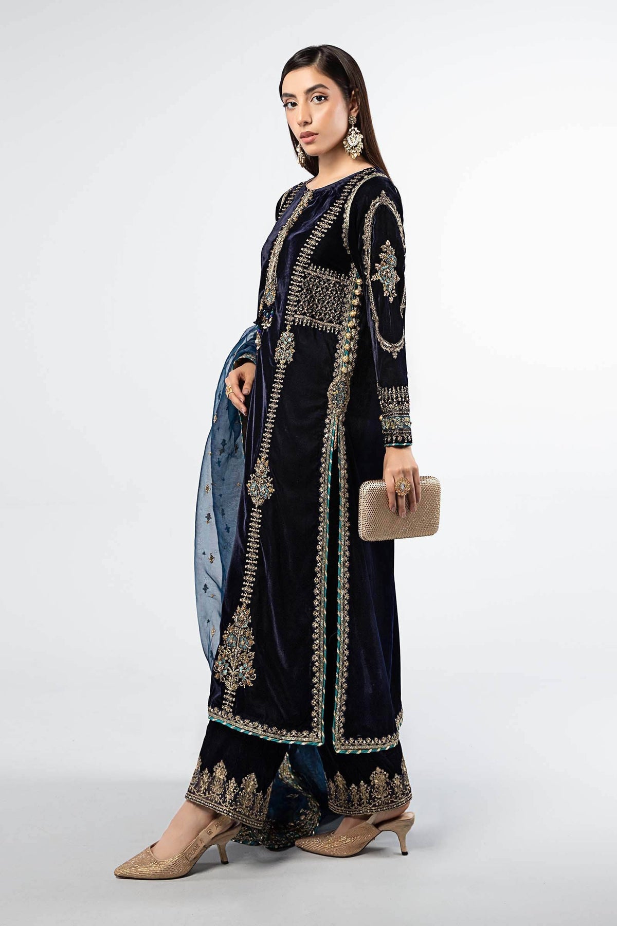 Maira B | Ready to Wear | SF-W24-34 Navy Blue by Maria Faisal - Registered Vendor of : Maria B - type : Wedding Dress - 100% original wedding dresses