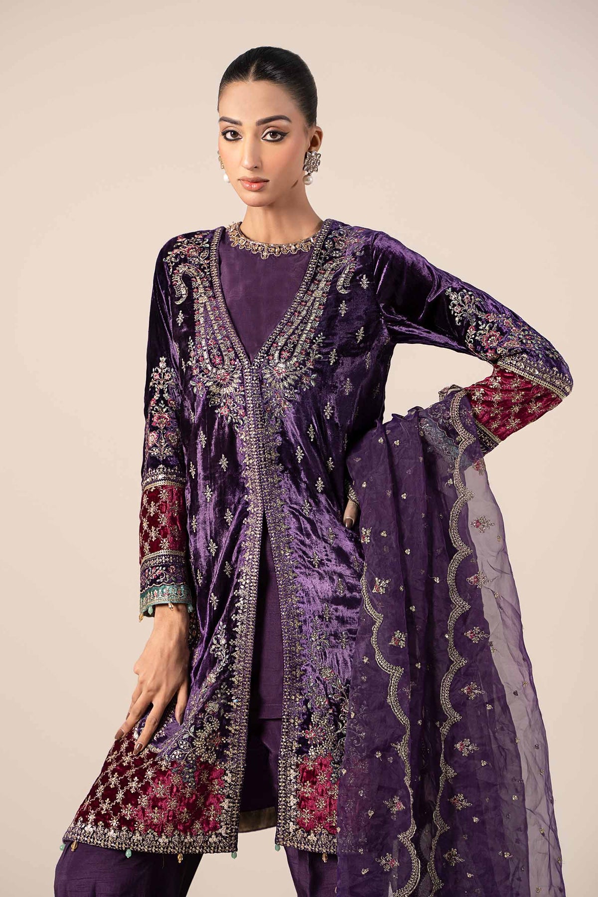 Maira B | Ready to Wear | SF-W24-81 Purple by Maria Faisal - Registered Vendor of : Maria B - type : Wedding Dress - 100% original wedding dresses