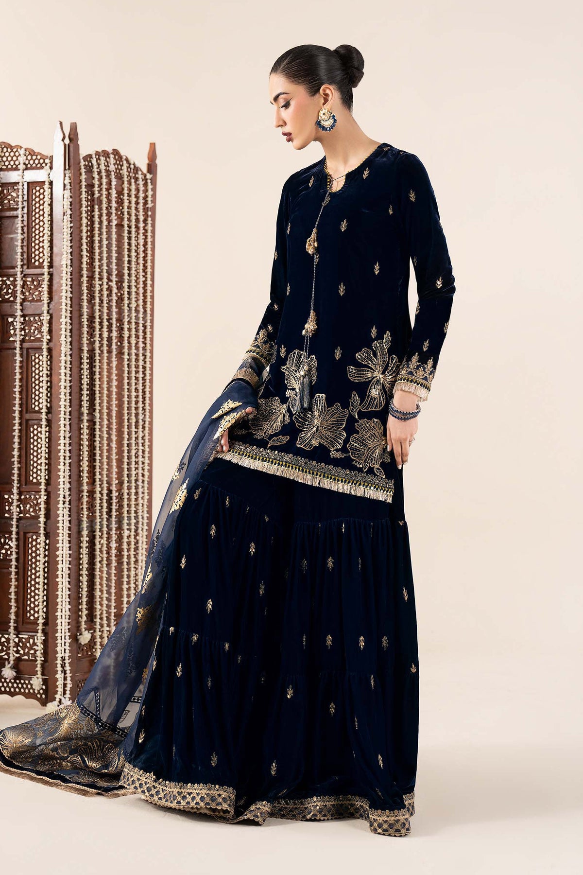 Maria B | Pre Fall 25 | SF-W25-43-Navy Blue - Casual Dress - available at Maria Faisal in UK and USA.