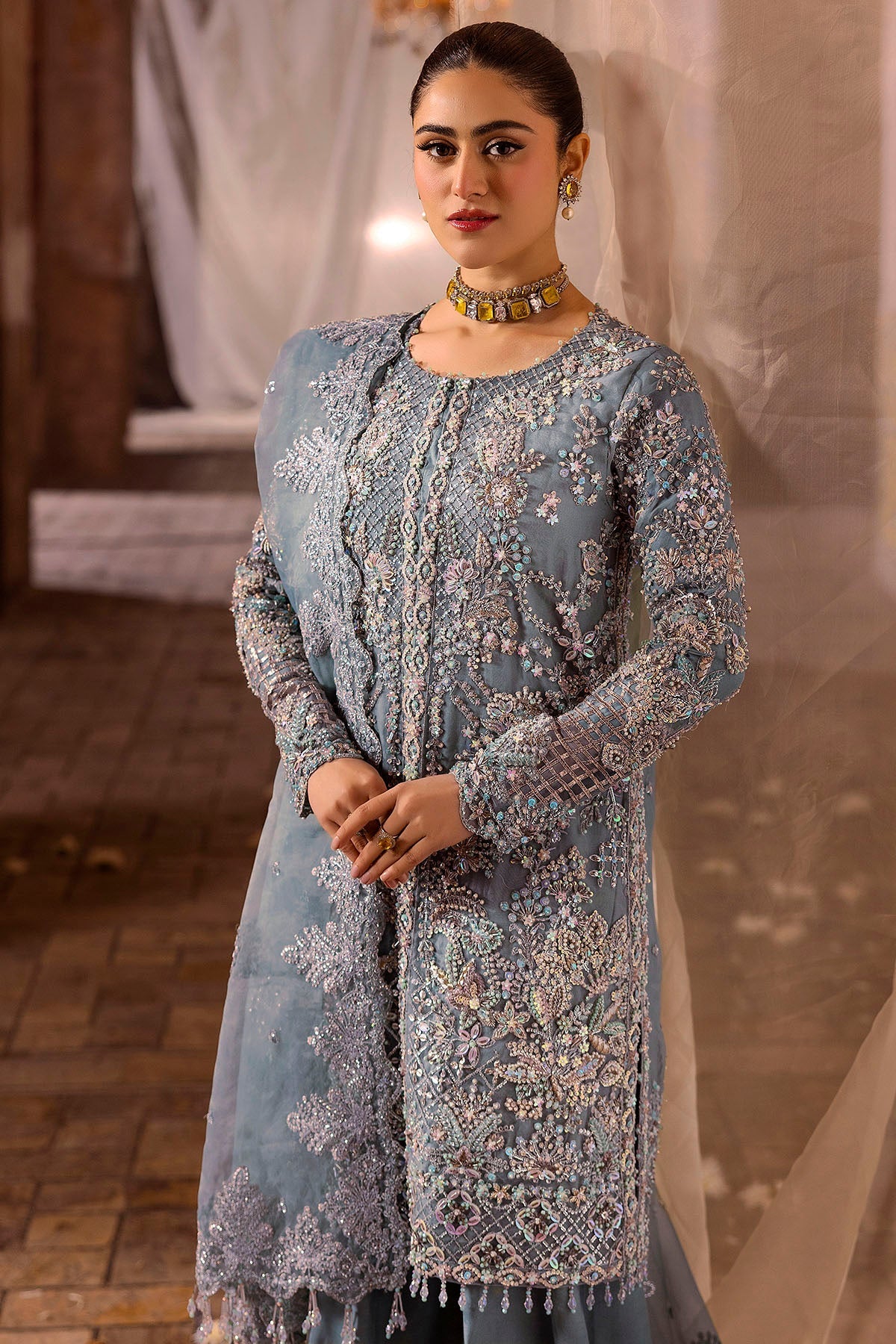 Motifz | Bridal Couture | 0014-FIROZEH EMBROIDERED ORGANZA STITCHED by Maria Faisal - Registered Vendor of : Motifz - type : Ladies Clothes - 100% original wedding dresses