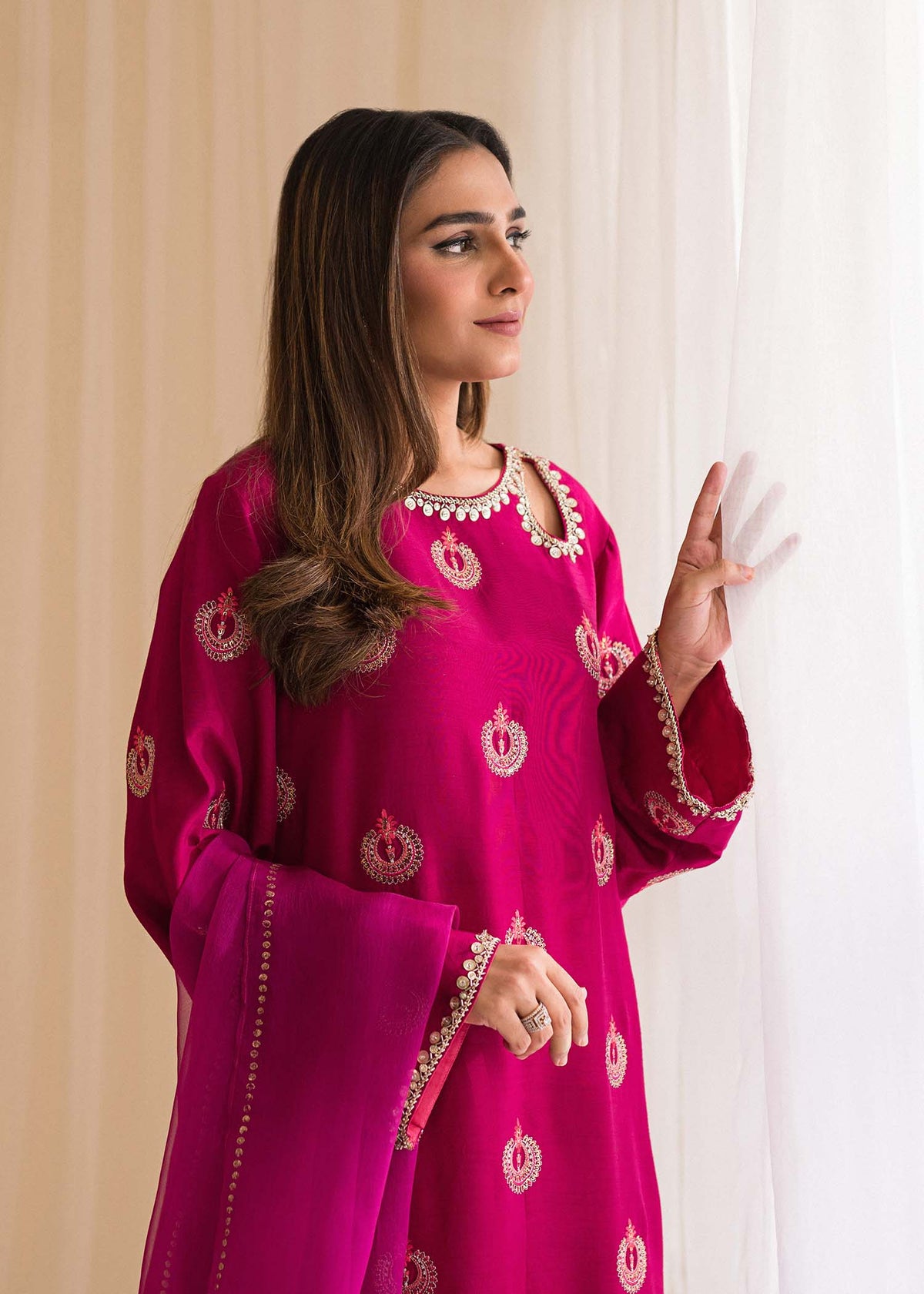 Sadaf Fawad Khan | Lyla Festive Pret | Punchy Pink - Maria Faisal