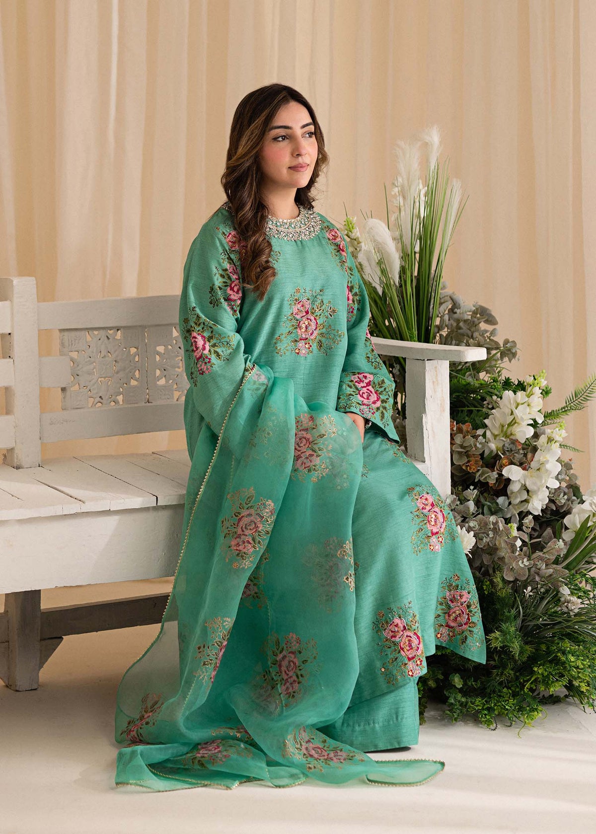 Sadaf Fawad Khan | Lyla Festive Pret | Dorothy Turquoise - Maria Faisal