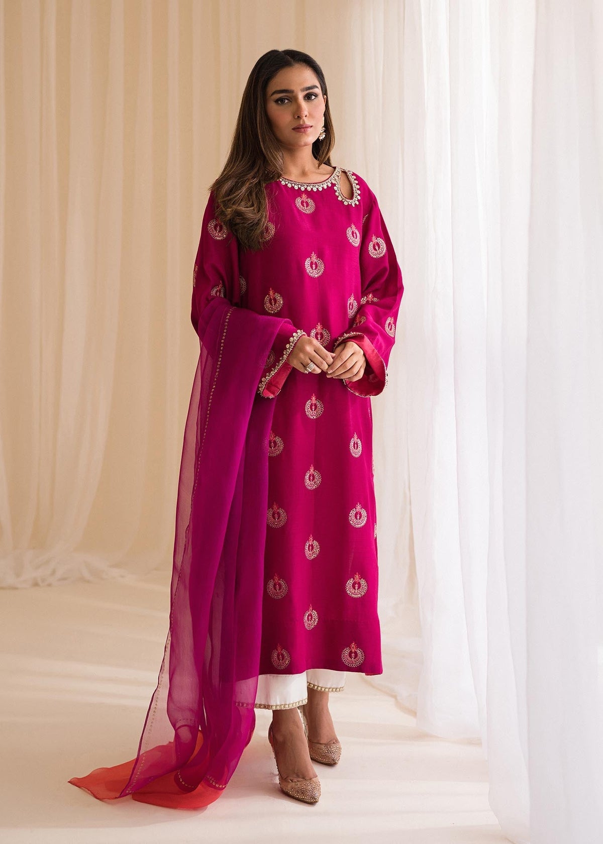 Sadaf Fawad Khan | Lyla Festive Pret | Punchy Pink - Maria Faisal