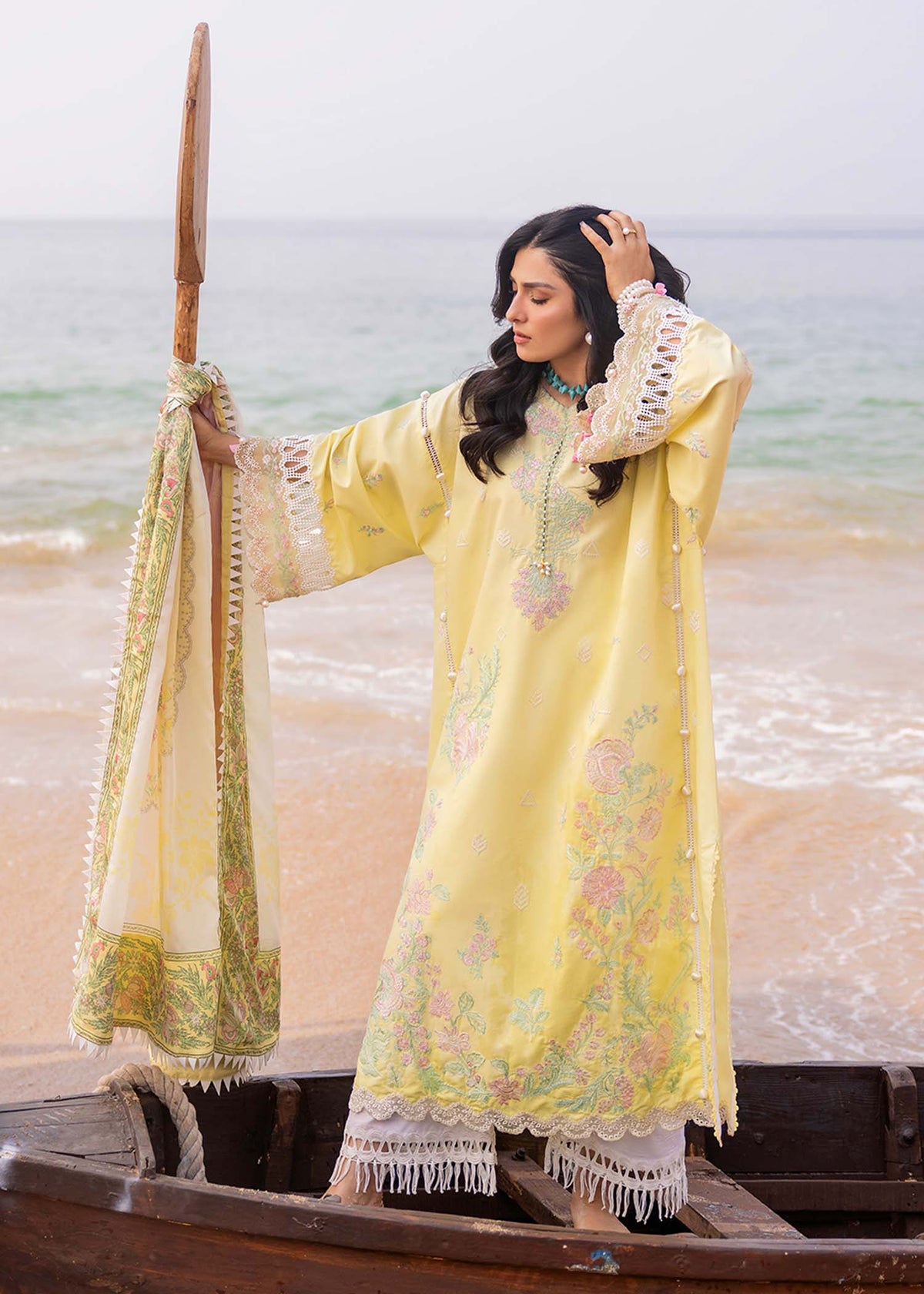Sadaf Fawad Khan | Siraa Luxury Lawn 24| Amani (A) - Ladies Clothes - Maria Faisal