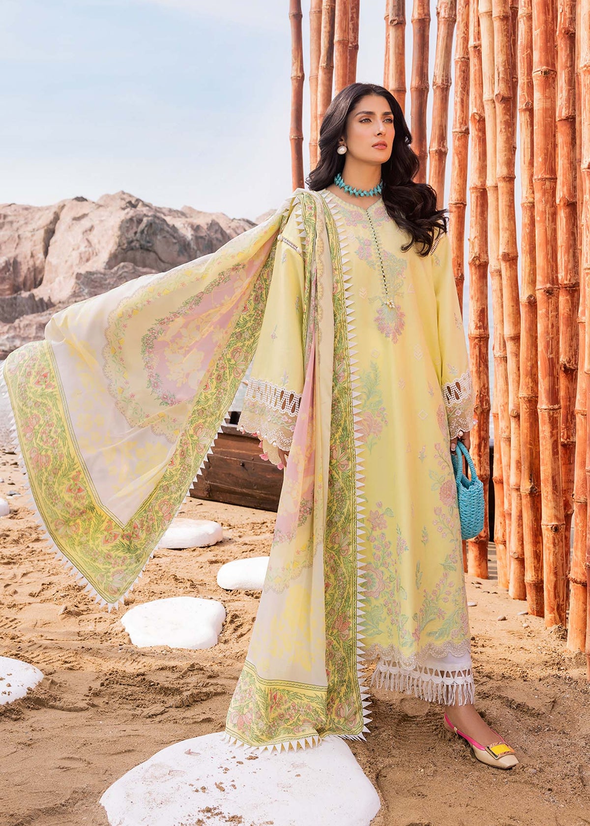 Sadaf Fawad Khan | Siraa Luxury Lawn 24| Amani (A) - Ladies Clothes - Maria Faisal