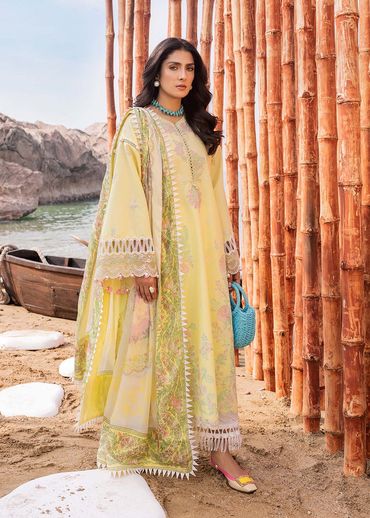 Sadaf Fawad Khan | Siraa Luxury Lawn 24| Amani (A) - Ladies Clothes - Maria Faisal