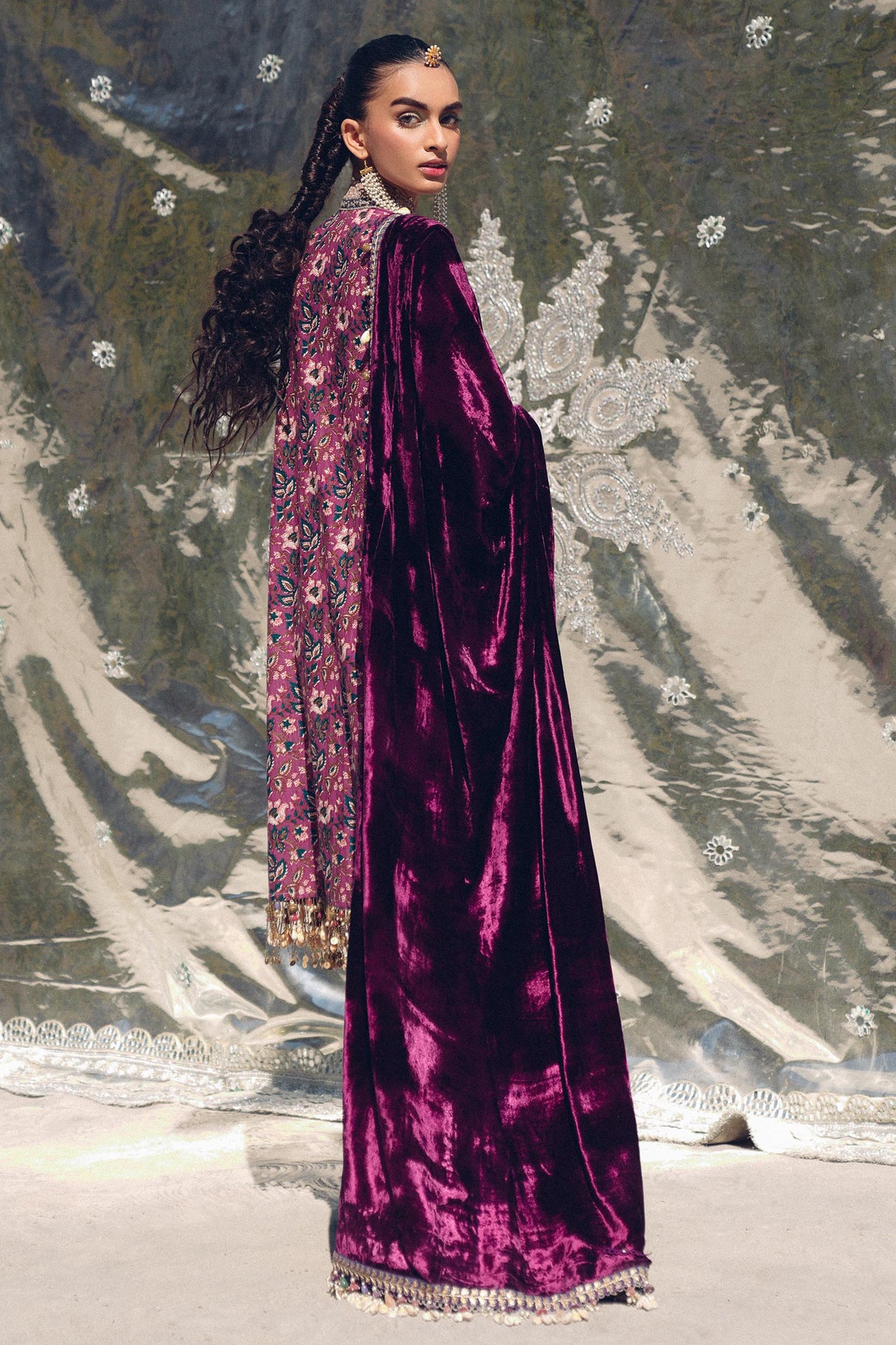 Sana Safinaz | Winter Shawl 24 | Velvet S241-006A-3CP - Ladies Clothes - Maria Faisal