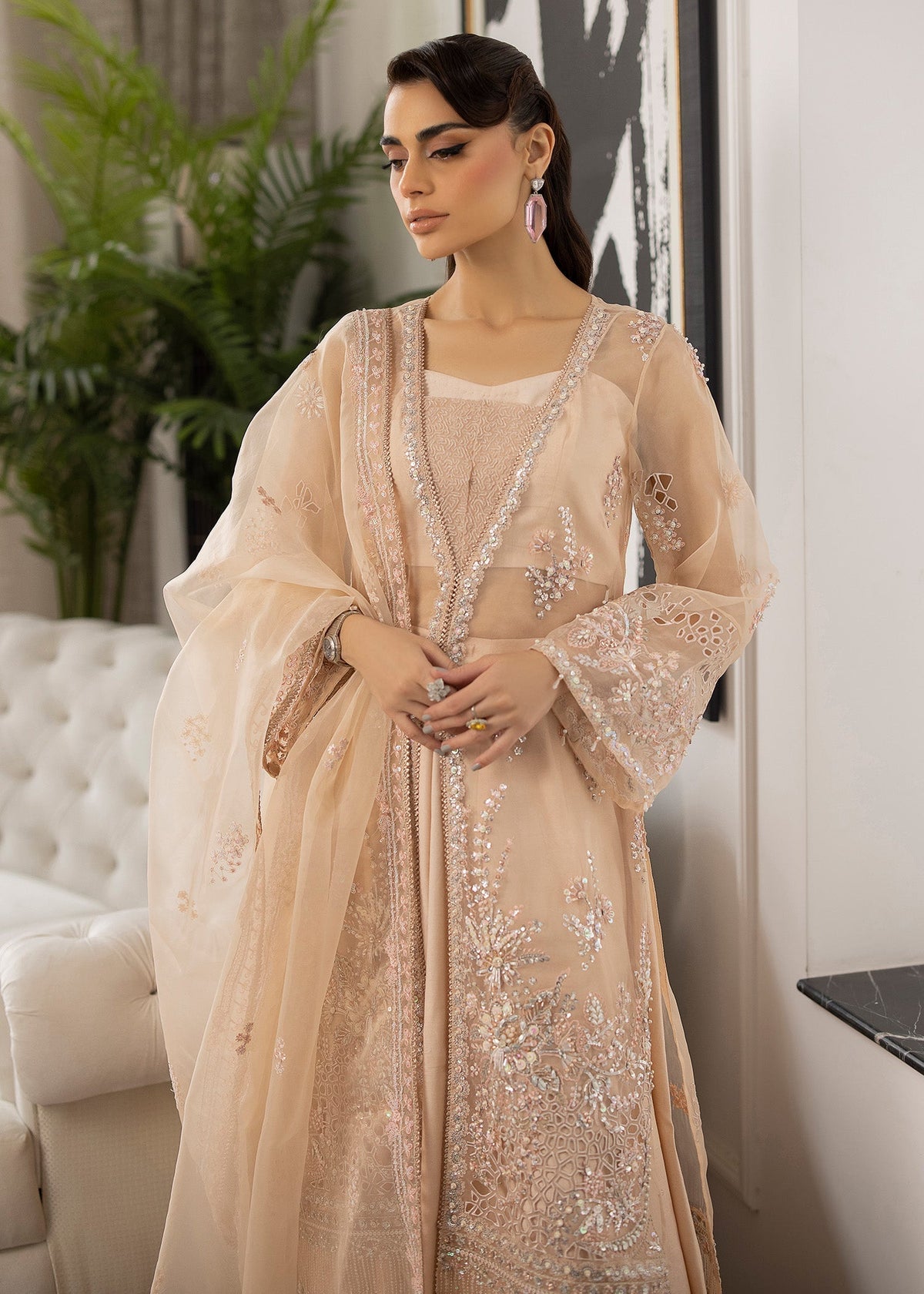 Sardinia | La More 24 | Peach Blossom - Designer Dress with Intricate embroidery and embellishments. Shop elegent wedding dress at Maria Faisal.