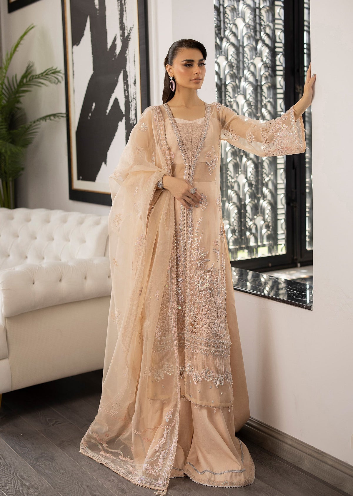 Sardinia | La More 24 | Peach Blossom - Designer Dress with Intricate embroidery and embellishments. Shop elegent wedding dress at Maria Faisal.